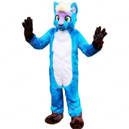 Performance Blue Husky Fox Dog Mascot Costumes Carnival Hallowen Gifts Unisex Adults Fancy Party Games Outfit Holiday Outdoor Advertising Outfit Suit