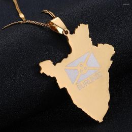 Pendant Necklaces Stainless Steel Burundi Map Necklace Gold Colour Of Burundians Country Maps Jewellery