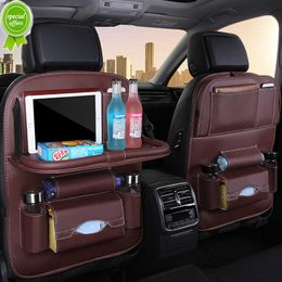 New Car Seat Back Organizer Storage Bag with Foldable Table Tray Tablet Holder Tissue Box Auto Back Seat Bag Protector Accessories