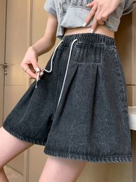Women's Shorts SURMIITRO M-6XL Plus Size Denim Shorts Women Summer Korean Fashion Loose Black High Waist Short Pants Jeans Female 230516