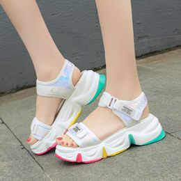 Dress Shoes Bling Shine Sports Sandals Female 2023 Summer Women Woman Hook & Loop Casual Flat Platform Beach