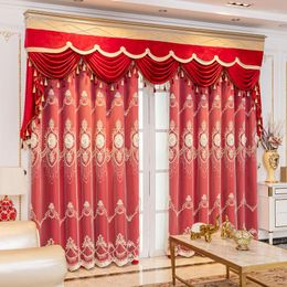 Curtain European-style Curtains For Living Room Bedroom High-end Red Embossed Embroidery Window Screening Wedding Custom