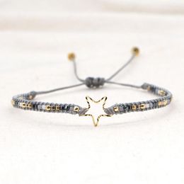 Strand Stainless Steel Five-pointed Star Ethnic Style Handmade Beaded Miyuki Rice Bead Couple Bracelet Rosary