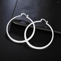 Hoop Earrings NAREYO Women's 5.0cm Flat Circle 925 Sterling Silver Wedding Charm Fashion Jewelry 2023