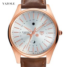 Wristwatches YAZOLE Classic Business Men Watch Star Sun Moon Quartz Man Watches Male For Leather Strap Relogio Masculino
