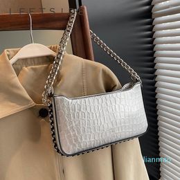 Evening Bags Y2K Style Stone Pattern Silver Leather Small Crossbody For Women 2023 Korean Fashion Chain Handbags And Purses