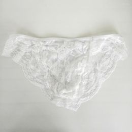 Underpants 2023 Mens Pouch Bikini Sexy Lace Underwear Floral WHITE