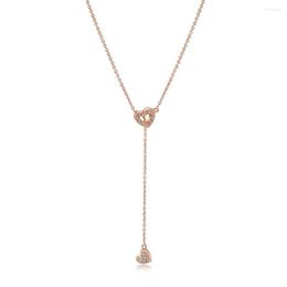 Pendant Necklaces MxGxFam Elegant Long Heart Charm For Women Dress Wear Rose Gold Colour Good Quality