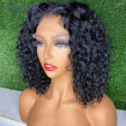 Short Bob Glueless Lace Front Human Hair Wigs Preplucked 13x4 Brazilian Curly Wig 130 Remy