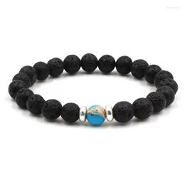 Strand Lava Stone Beads Bracelets For Women Men Couple Jewellery Black Natural Bracelet Volcanic Hand Strings Yoga Chakra