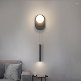 Wall Lamps Modern LED Lights Living Bedroom Bedside Lamp Black Sconce Light Home Decor Night Sofa Background With Glass Bulb