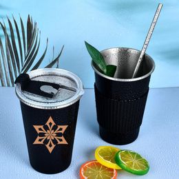 Water Bottles Anime Games Genshin Impact Cup Eye Of God Fire Wind Thunder Grass Ice Rock Cold Drink Stainless Steel Tea Straw