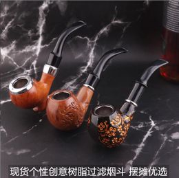 Smoking Pipes Detachable cleaning resin filter cigarette holder, wooden pipe