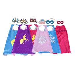 Theme Costume 27Inch Double Sided Costumes Cape For Kids With Felt Mask Satin Carton Dressing Up Cosplay Capes Party Favors Birthday Dhrri