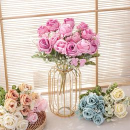 Decorative Flowers 1 Bouquet Artificial Home Decoration Mini Rose For Wedding Bride Silk DIY Small Blossom