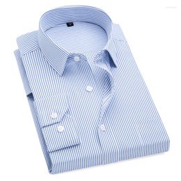 Men's Dress Shirts Plus Size S To 8xl Formal Sirts For Men Striped Lon Sleeved Non-iron Slim Fit Solid Twill Social Man's Clotin