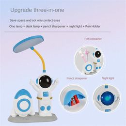 Table Lamps Modern Style Astronaut Desk Lamp Pen Sharpener Function Childrens Reading Usb Charging Night Light