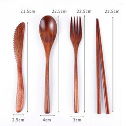 Dinnerware Sets Practical Cutlery Set Portable Wooden Spoon Fork Knife No Odour Easy To Clean Flatware For Lunch