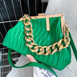 Evening Bags Fashion Triangle Design Gold Thick Chain Shoulder Crossbody Bag for Women 2023 New Luxury Brand Handbag Large Party Cluth 230427