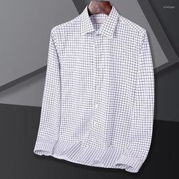 Men's Casual Shirts BROWON Fashion Plaid For Men 2023 Smart Long Sleeve Slim Shirt Clothes Turn-Down Collar Oversized Mens