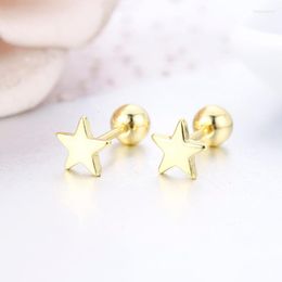 Stud Earrings Cute Mini Small Five Point Star Screw Back For Women Kids Baby Girls Brass Gold Colour Piercing Jewellery Oorbellen