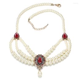 Pendant Necklaces Vintage Boho Pearl Gemstone Necklace Of Women Luxury Bridal Engagement Wedding Jewellery Choker Collar