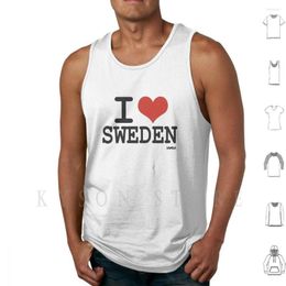 Men's Tank Tops I Love Sweden Vest Cotton Country Countries