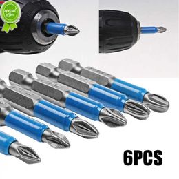 New 6pcs Anti Non-slip Screwdriver Bit Set S2 Alloy Steel Screwdriver Magnetic Electric Impact 50mm PH1/PH2/PH3/PZ1/PZ2/PZ3