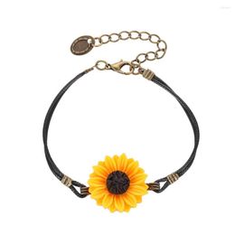 Charm Bracelets Trendy Sunflower Bracelet Jewellery For Women Cute Daisy Rope Woven Lucky Friendship DIY Wear Gifts 2023