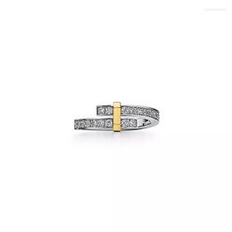 Cluster Rings 2023 Brilliant Diamond Edge Collection Platinum And Gold Accent Narrow Band Women's Bypass Ring Factory Direct