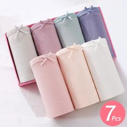 Women's Panties 7PCS/Set Cotton Women Sexy Panties Breathable Cute Bow Girls Briefs 7 Colors Soft Underpants Comfort Female Seamless Lingerie 230516