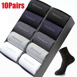 Socks Hosiery 10 Pairs Bamboo Fiber Men Socks Summer Thin Stripe Breathable Long Socks Silk Men's Sports Socks Business Socks P230516