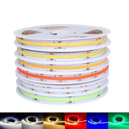 Flexible COB LED Strip Light DC12V 24V FOB 10mm High Density Dimmable Tape Red Green Blue Nature Warm Cold Pure White Ribbon