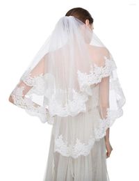 Bridal Veils 2023 Women Short Lace Wedding Veil With Comb 2 Layers White Edge Tulle Accessories