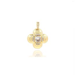 Charms Gold Filled Lucky Grass Charm Flower Pendant Zircon Plant DIY Jewelry Bracelet Necklace Making Accessories Birthday Gift