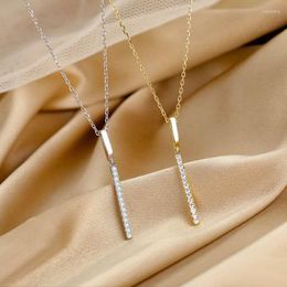 Pendant Necklaces Simple Bar For Women Cubic Zirconia Jewellery Birthday Gifts Teen Girls