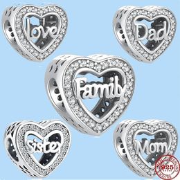 925 sterling silver charms for Jewellery making for pandora beads Jewellery Gift Wholesale Mom Dad Sister Family Love Bead