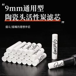Smoking Pipes Spot 9mm ceramic head pipe Philtre cartridge pipe universal high-efficiency adsorption activated carbon Philtre cigarette accessories