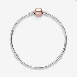 Rose Gold Clasp Charm Bracelet for Pandora 925 Sterling Silver Snake Chain Bracelets Party Jewelry For Women Mens designer bracelet with Original Box wholesale