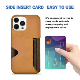 New suitable for iphone14 pro max phone case protection case leather For Apple 14 plug-in card phone case