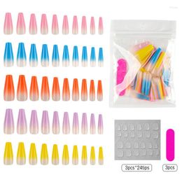 False Nails 20pcs/bag Multi Color Long Ballet Coffin Nail Art Accessories Gradient Jelly Full Cover Wearing Manicure Tips DIY Set