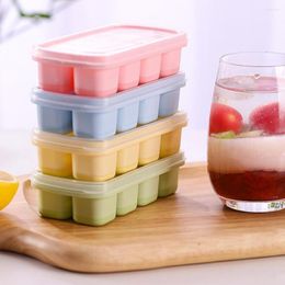 Baking Moulds Ice Tray Mould Silicone Soft Bottom With Cover To Press Out The Cube Household Square Reusable 8 Blocks