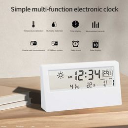 Desk Table Clocks LED Electronic Desk Clock Automatic Digital Temperature and Humidity Metre Weather Station for Home Office Travel Mini Clock AA230515