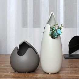 Vases Living Room Creative Ceramic Vase Nordic Style Flower Decoration Thread Black And White Arrangement Home Crafts
