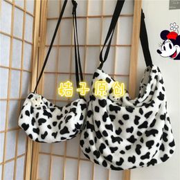 Evening Bags Soft Milk Cow Printed Shoulder Womens Fashion Large Books Crossbody Bag Girls Students Capacity Messenger