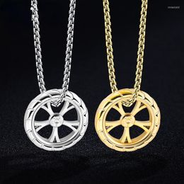 Chains 2023 Titanium Steel Wheel Men's Necklace Accessories Personality Trend European And American Hip Hop Style Jewellery Pendant