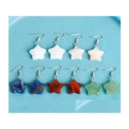 Dangle Chandelier Reiki Healing Star Natural Crystal Stone Earrings Chakra Rose Quarz Opal Tiger Eye Charms Wholesale Wome Dhgarden Dhhxq