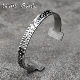 Bangle 2023 Men's 316L Stainless Steel Bracelet Odin Viking Rune Amulet Open Lucky Jewellery