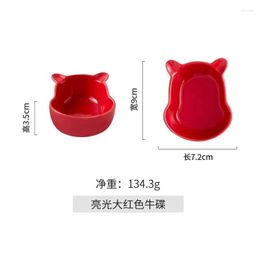 Bowls Creative Love-shaped Ceramic Small Plate Cute Cow Home Seasoning Bowl Sauce Vinegar Saucer Dipping