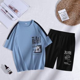 Men's Tracksuits Large Size Streetwear Men's Summer Fashion Trend Casual Suit Loose Crewneck Printed T-shirt Shorts Sportswear 2-piece